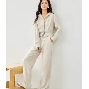 Vimly Women's Tracksuit 2 Piece Pant Sets 2025 Spring New in Matching Set Zip-up Cropped Hoodie Jacket Wide Leg Sweat Pant Women